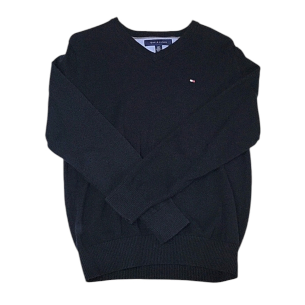Tommy Hilfiger Men's Essential V-Neck Sweater Black, Size Small